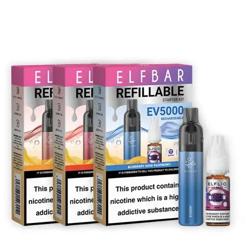 Elf Bar EV5000 Refillable Rechargeable Disposable Vape Kit - Box of 10